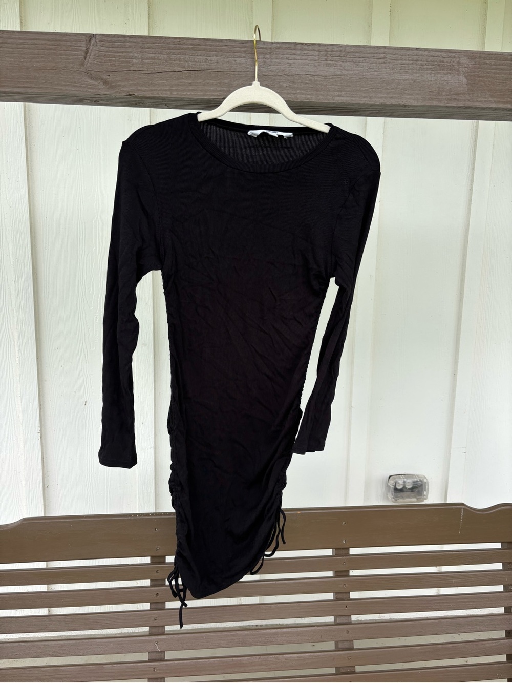 BB Dakota Black Long-Sleeve Ruched Side Dress